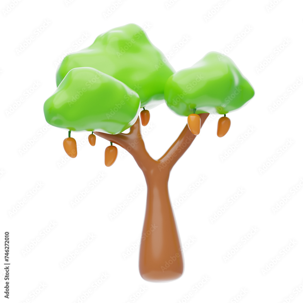 Aufkleber 3d mango tree model bounty of tropical abundance. 3d illustration, 3d element, 3d rendering. 3d visu