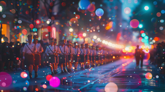 United in Patriotism: Festive July 4th March, Generative AI