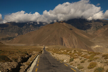 Beautiful road from jomsom to muktinath in mustang with amazing view