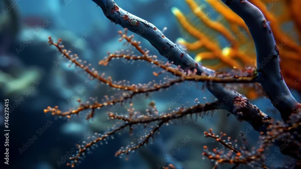 Poster closeup of a sea ss flexible body curving around delicate branches and grazing over py textures on i