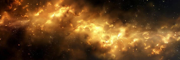 fire flame abstract fire particles background,gold dust background, Space, stars and nebula galaxy , gold particle, yellow space background,banner