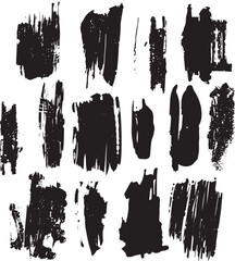 Set of vector hand drawn grunge style black signs and strokes