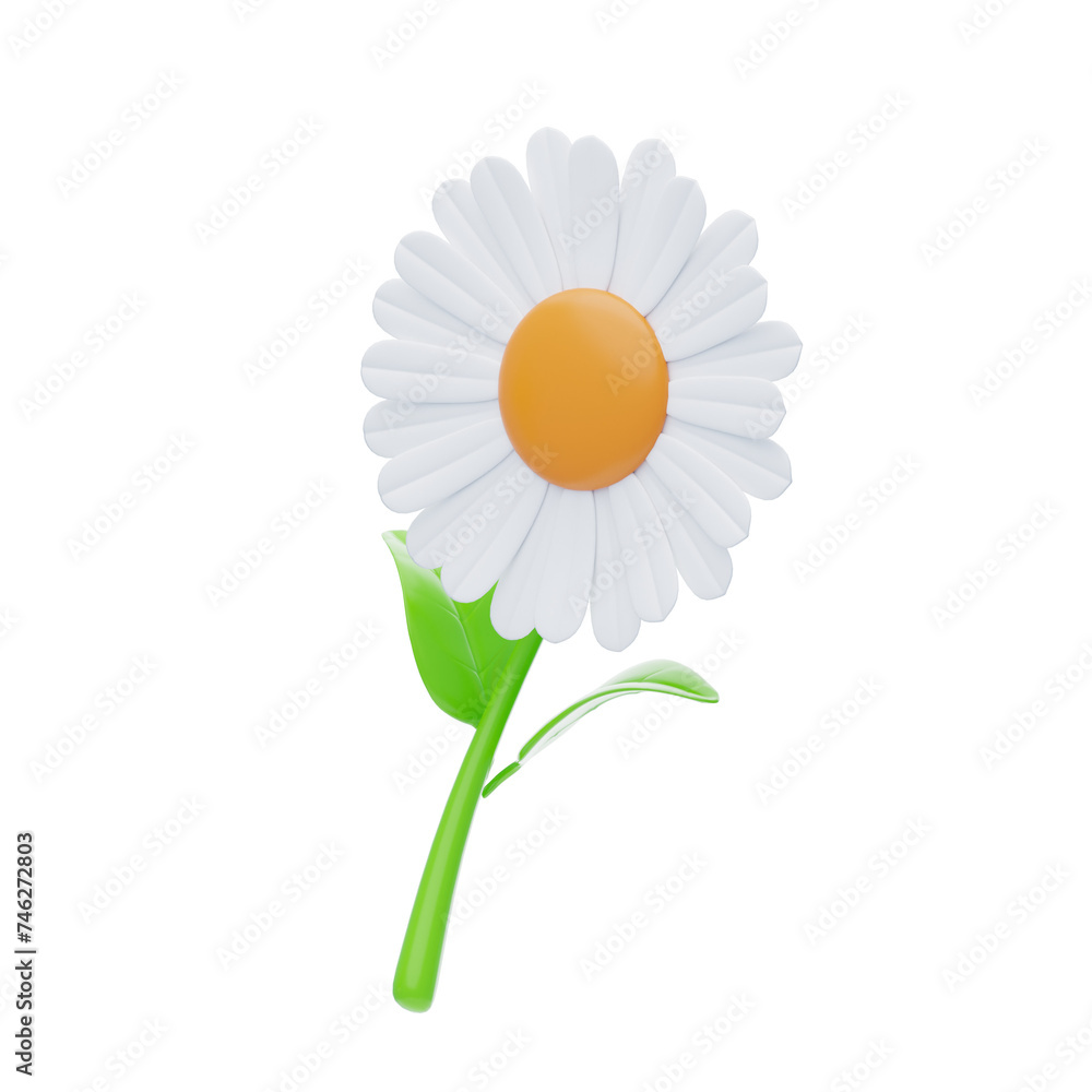 Aufkleber 3d daisy model simple elegance of nature's bloom. 3d illustration, 3d element, 3d rendering. 3d visu