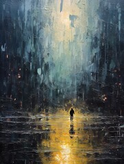 Lonely people walking on the road on rainy days

 - obrazy, fototapety, plakaty
