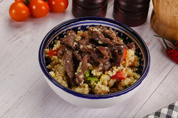Traditional couscous with beef and vegetables