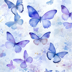 Beautiful background with watercolor butterflies. Hand drawn illustration.