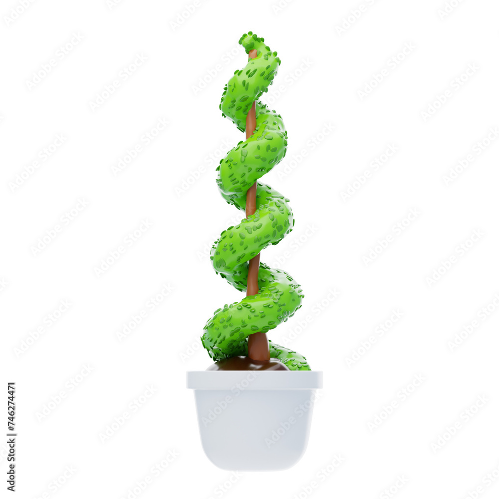 Aufkleber 3d twisted spiral evergreen natural elegance. 3d illustration, 3d element, 3d rendering. 3d visualiz