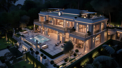 Aerial view luxury house