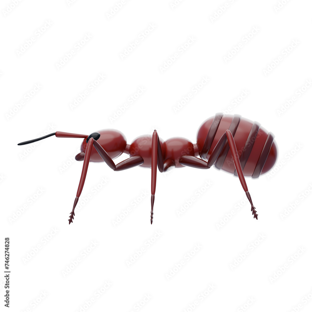 Aufkleber 3d ant model animal life in colonies. 3d illustration, 3d element, 3d rendering. 3d visualization is