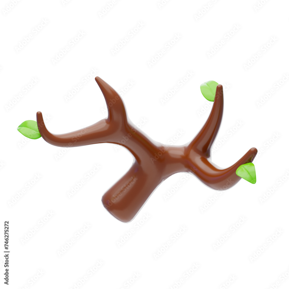 Aufkleber 3d branch model natural elegance in arboreal form. 3d illustration, 3d element, 3d rendering. 3d vis