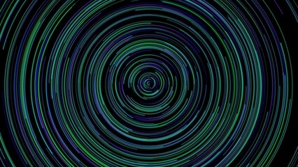 Fototapeta na wymiar Circular pattern of electric blue and grass green circles on a black background