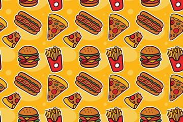 Junkfood Seamless Pattern Illustration