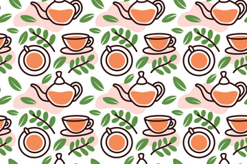 Cup of Tea Seamless Pattern Illustration