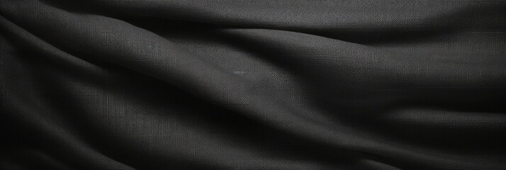 texture black linen on dark background, Natural silk linen fabric texture texture background. black canvas - obrazy, fototapety, plakaty