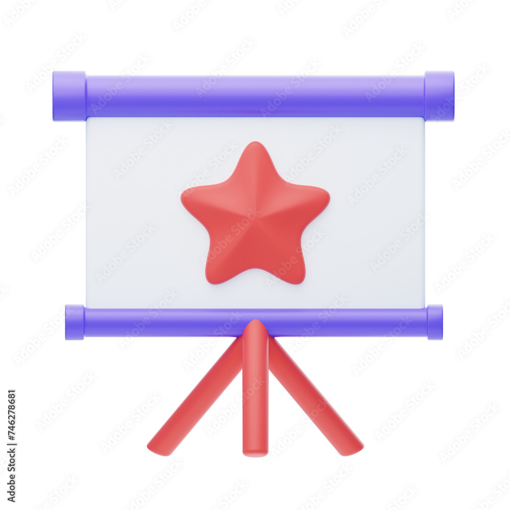Poster 3D Presentation Board Visualizing Ideas. 3d illustration, 3d element, 3d rendering. 3d visualization isolated on a transparent background