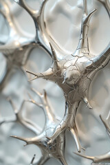 Fototapeta premium A striking, modern metal wall art featuring an array of thorns in a sleek, polished finish,