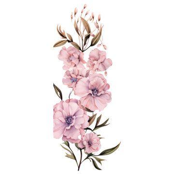 recommend clip art: watercolor floral arrangement  elegant 
                    featuring types of flowers and leaves for card, invitation decoration,wedding