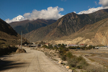 Jomsom Bazzar | View while returing from Muktinath Temple | Covered with mountains
