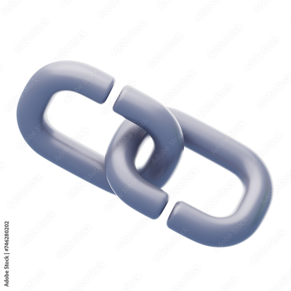 Poster 3d url chain navigating digital pathways. 3d illustration, 3d element, 3d rendering. 3d visualizatio
