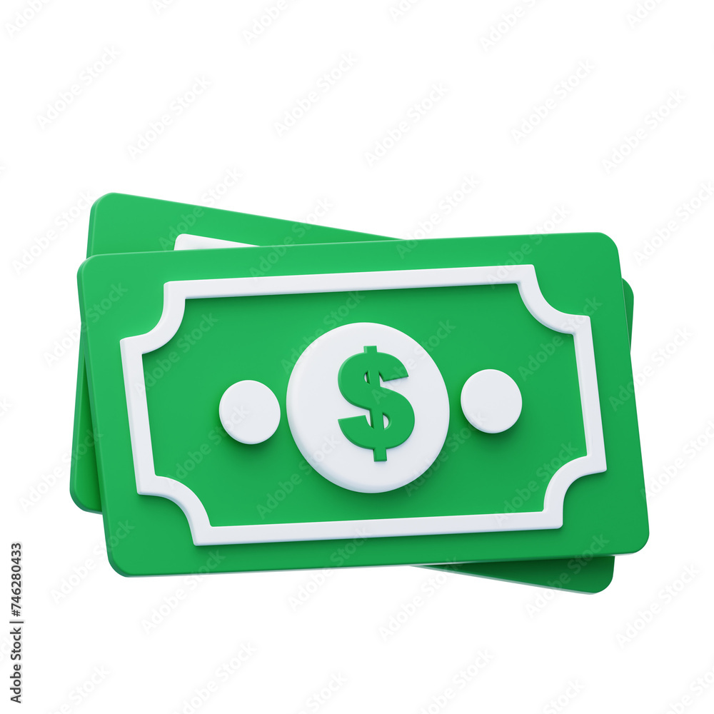 Poster 3d banknotes financial precision in visual representation. 3d illustration, 3d element, 3d rendering
