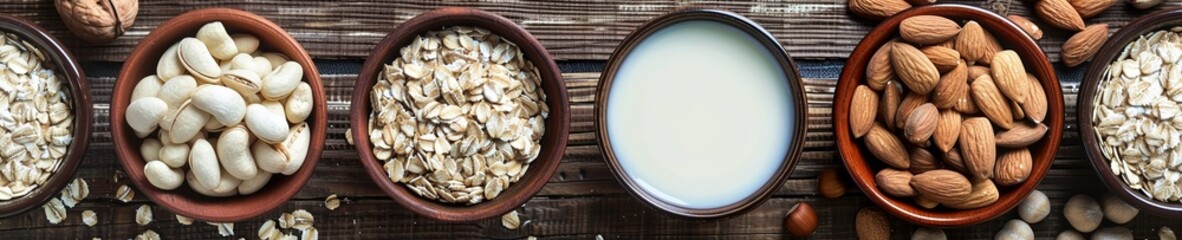 Plant based milk varieties from almonds to oats dairy free delight