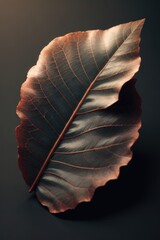 a leaf with copper color on it