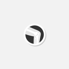 Obraz premium Knee joint icon sticker isolated on gray background
