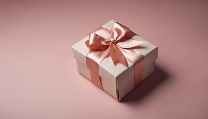 Obraz premium Top view photo of giftbox with satin ribbon bow on isolated background with empty space