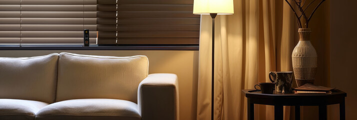 Fototapeta na wymiar Modern home interior with elegant lighting and minimalist design