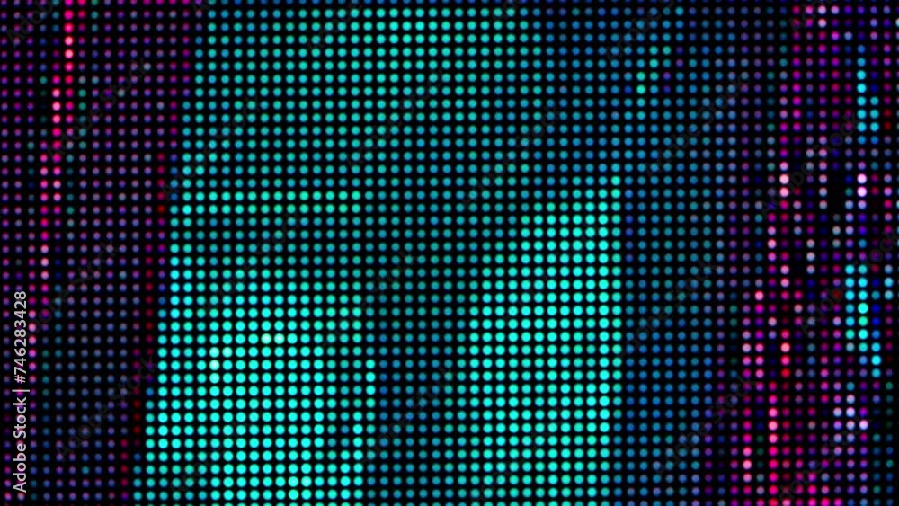 Poster close up of a multicolored led panel displaying bright pixels
