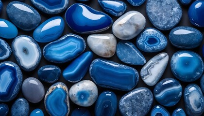 Blue agate stones background - obrazy, fototapety, plakaty