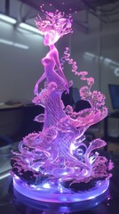 Enchantment-infused 3D printing workshop, creating magical artifacts, ambient fuchsia lighting