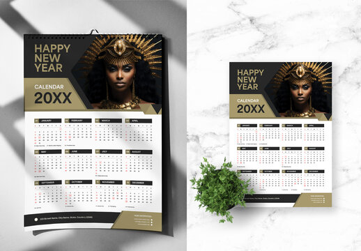 Gold And Black Fashion Wall Calendar
