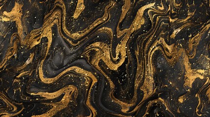 3D abstract wallpaper featuring a three-dimensional dark golden and black background, creating a...