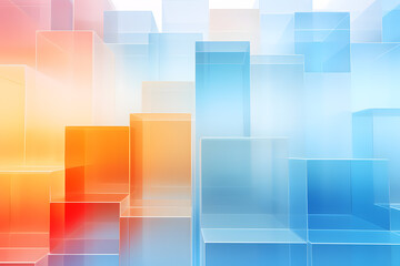 soft large color gradient glass cube glows background