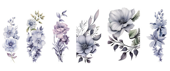 Various lively flower frame decorative elements of spring flowers
