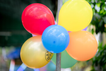 colorful balloons in the air