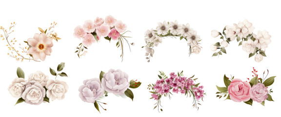 Various lively flower frame decorative elements of spring flowers
