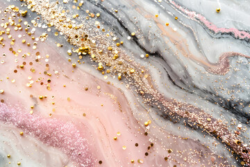 Obraz premium Pink marble textur ae banner with golden glitters. Abstract luxury marble stone texture with a gold lines. Copy space 