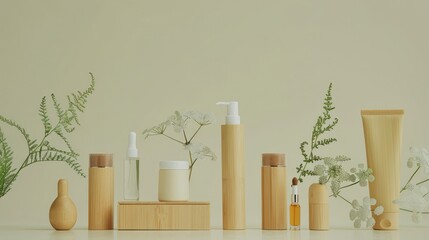 Minimalist Eco-Friendly Skincare Product Mockup Arrangement