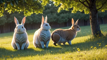 Fotobehang rabbit in the grass © Rewat