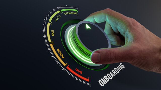 Onboarding process excellence with HR expertise, fostering teamwork, mentorship, and success. Optimize employee skills for workforce efficiency and career path development. Manager turning knob.