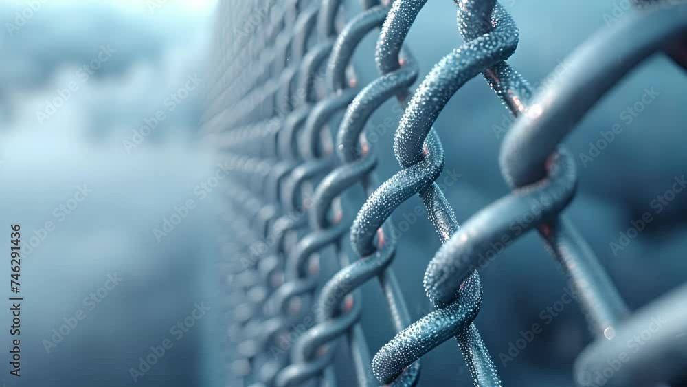 Poster Upclose view of metal lattice framework standing out against a hazy moving cloud formation.