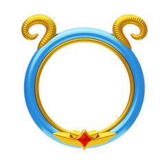 3D Fantasy Frame With Blue Ring and Horn