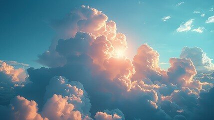Sky and clouds.Beatiful sky with comolus clouds.illustrating the beauty of atmospheric phenomena.partly clear sky during the day.