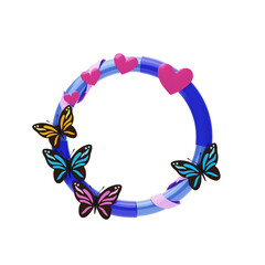 3D Fantasy Frame With Butterflies And Hearts 