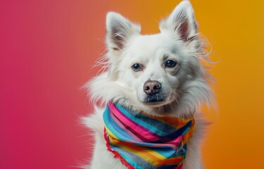 Therapy animal with a pop art bandana comfort in bold colors