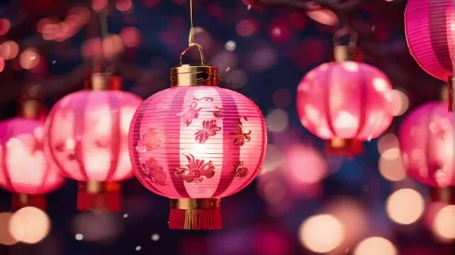 red chinese lantern decoration, seamless Animation video background