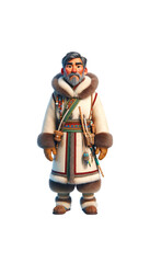 Fototapeta premium Cartoon 3D Eskimo man. Isolated eskimo