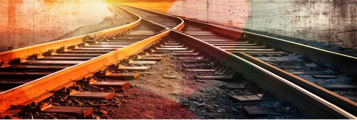 Foto op Canvas  train tracks are on a railroad track,banner © Planetz